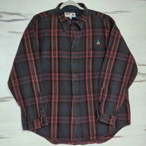 Vintage IMUS Button Up Shirt Mens X-Large Multicolor Plaid Flannel‎ Made In USA